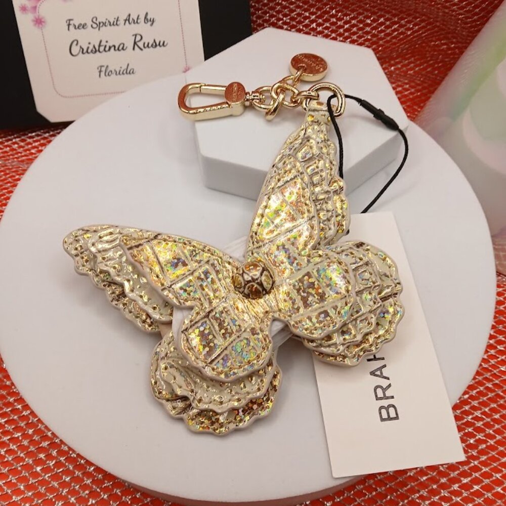 Brahmin 3D Layered Leather Butterfly Charm